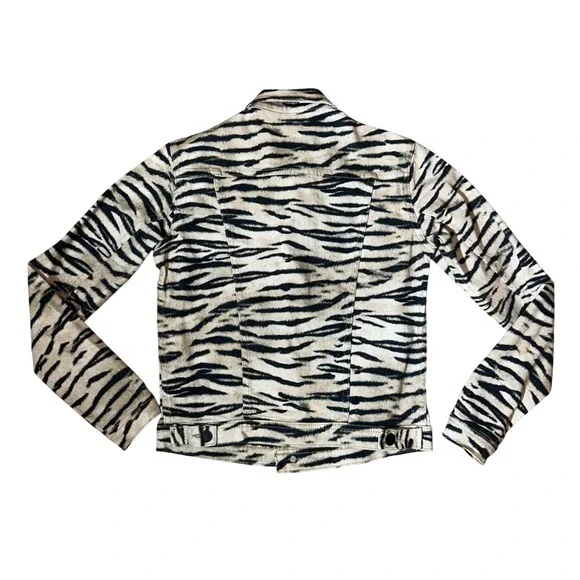 L'agence celine tiger‎ stripe print denim jacket slim femme XS